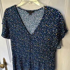 Banana Republic blue pattern flutter sleeve short dress XL
